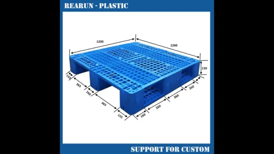 Palete de plástico dupla face resistente para armazenamento e empilhamento em armazéns